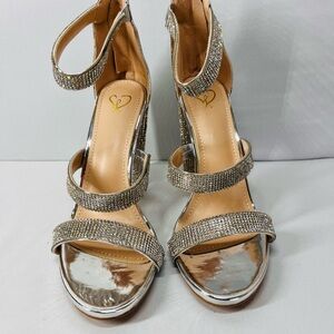 Sugar‎ Silver sparkling  Strappy Heels